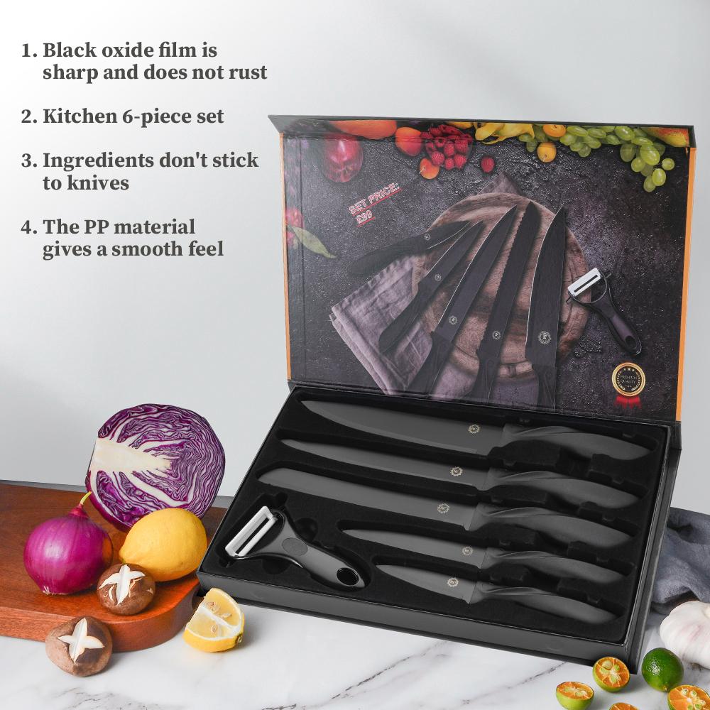 6-Piece Stainless Steel Knife Set with Peeler – Professional Kitchen Knives