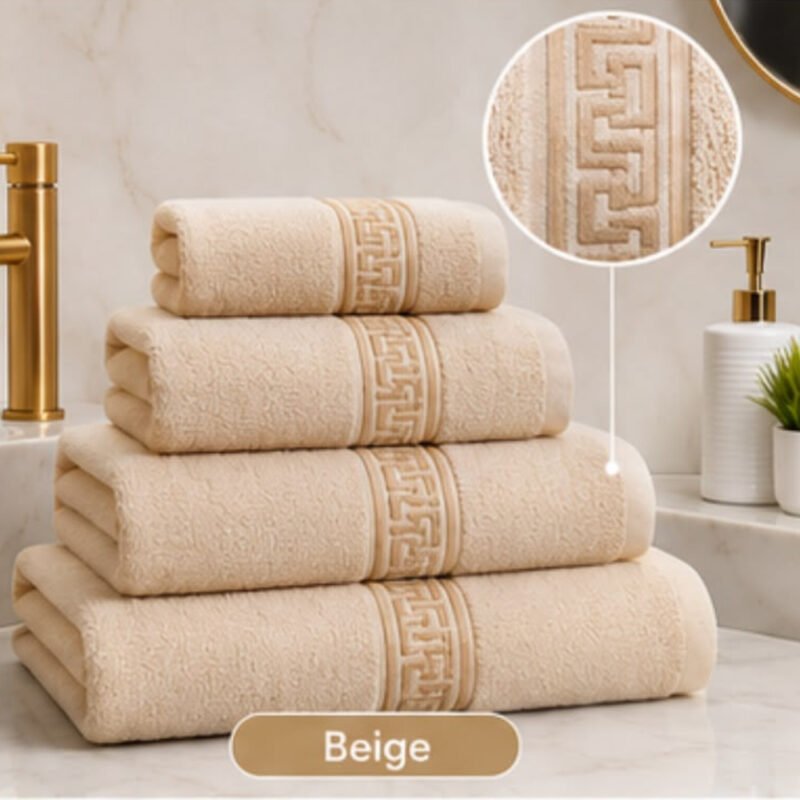 beige towel set